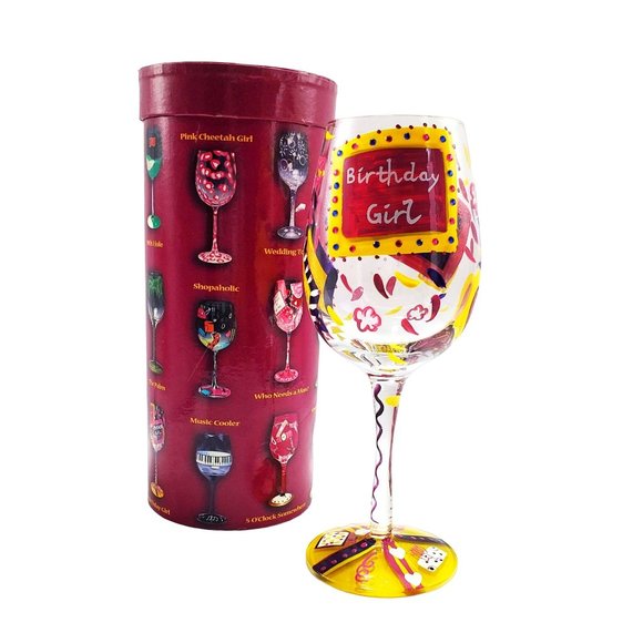 Lolita BIRTHDAY GIRL Love My Wine Collection Hand Painted Wine Glass 15 oz - Picture 5 of 11